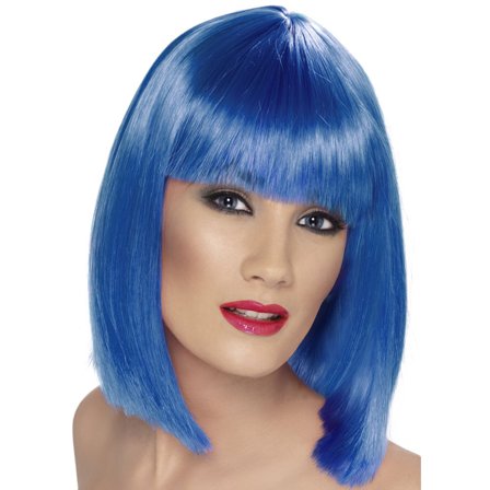 Sininen Peruukki ja Otsatukka Glam