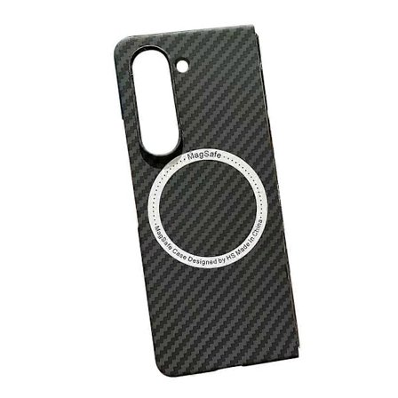 Galaxy Z Fold 5 Skal Imitation Kolfiber Textur Magnetiskt Stötsäkert Skydd Svart