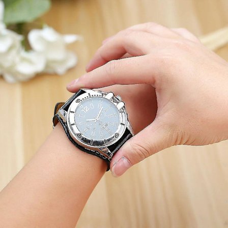 Stor Ur med Bred Rem Mænd Dreng PU Læder Stål