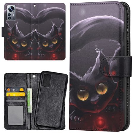 Xiaomi 12 Pro - Plånboksfodral/Skal Svart Katt