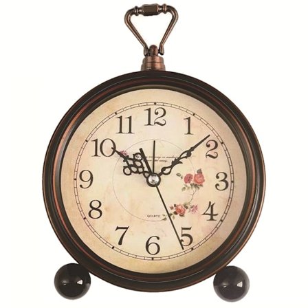 5" Retro Analog Väckarklocka, Tyst, med Nattlampa, Batteridriven B