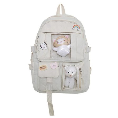 Söt Ryggsäck med Söta Nåltillbehör Plyschhänge för Skolväska Student Tjej Ryggsäck Superkapacitet Reseryggsäck