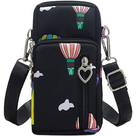 Pieni naisten nailoninen olkalaukku, matkapuhelin tasku naisille, matkapuhelinlaukku naisille, kuulokeportilla