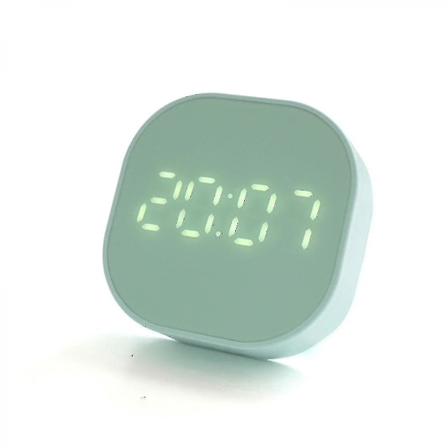 Kvadratisk liten väckarklocka enkel lysande tyst elektronisk sängbord student mini led multifunktionell digital klocka ljus green
