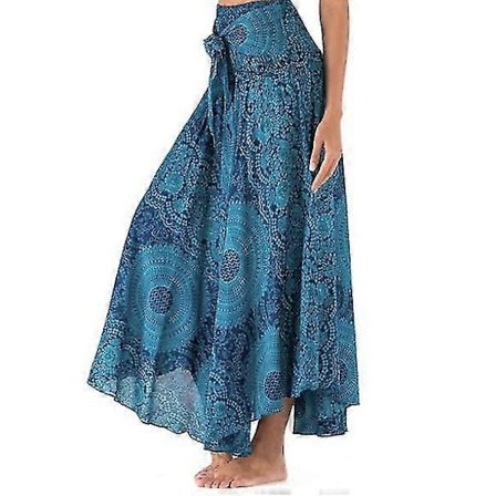 Lang Boheme Gypsy Boho Hippie-nederdel til kvinder (FMY) blå