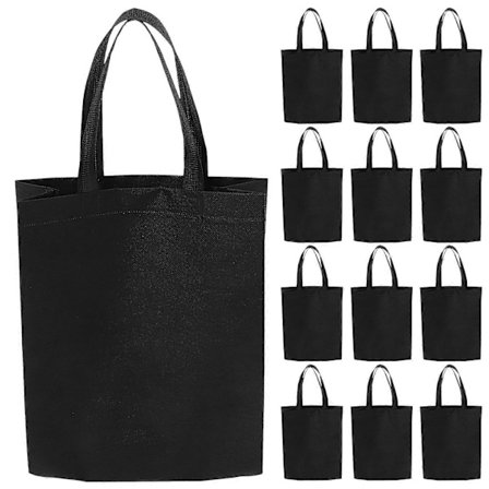 Återanvändbara non-woven matkassar, tygväska för att bära matvaror, rektangulär form, 30 st [D] Svart