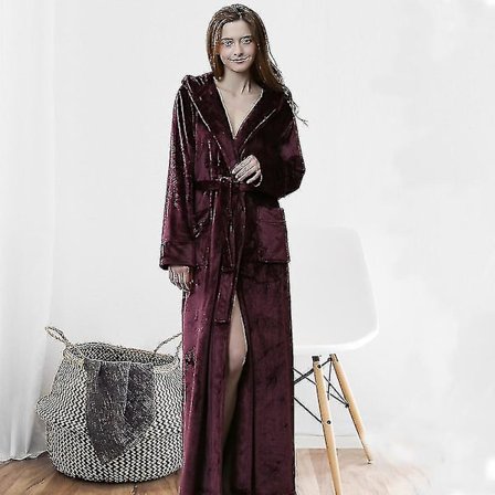 Kvinnor Män Vinter Plus Size Flanellrock Extra lång Huva Varm Morgonrock Lovers Tjock Kimono Badrock Man Morgonrock Robes