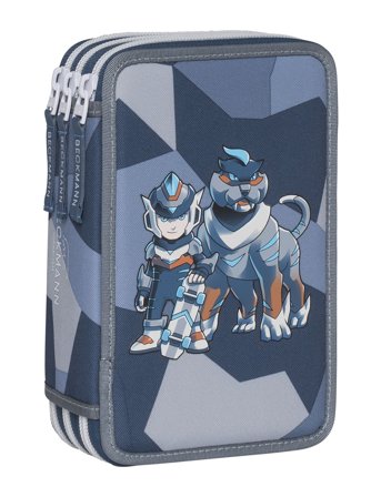 Beckmann Norway Three Section Pencil Case W/Content, Tiger Race - Blue - ONE SIZE
