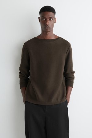 COS Men's Wool Boat-Neck Jumper in Brown