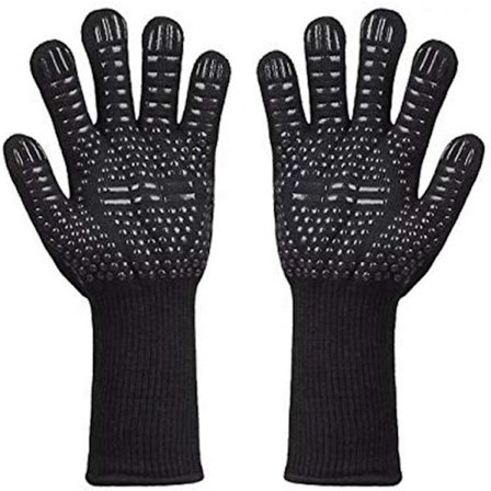 BBQ-hansker, OUTDOUSE Varmebestandige Ovnshansker, Sklisikre Varmebestandige Kjøkkenhansker BBQ, Grill, Stekeovn, Peis Svart