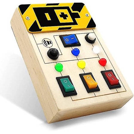 För småbarn 1 2 3 4 år, Leksaker med ljusströmbrytare för småbarn, Pedagogisk sensorisk leksak i trä för pojkar och flickor, födelsedagspresenter