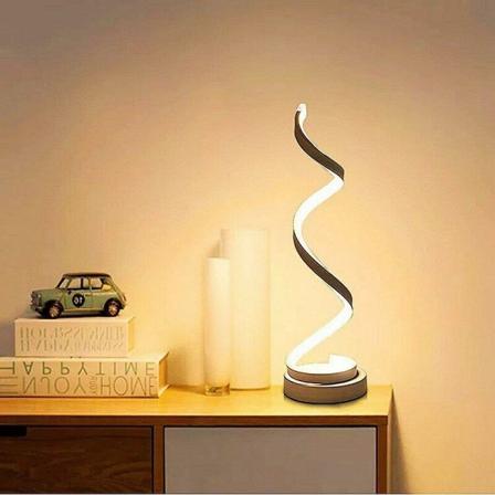 Touch Control-bordlampe med LED-øyebeskyttelse, dimbart nattlys (Spiral Black Light Body Warm Light),for soverom,