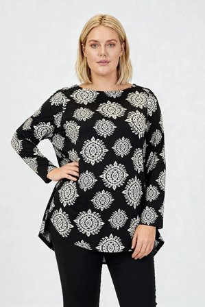 CISO - Langærmet T-shirt - Sort / Hvid - Mønstret