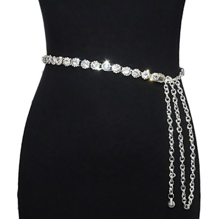 Metal Chain Belt Ylellinen ohut vyötärönauha tekojalokivi vyötärönauha