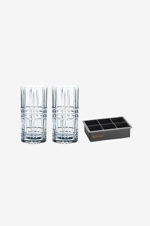 Nachtmann - Longdrink & isbit-sett Square - Transparent - Drinkglass & shotglass - Fra Homeroom