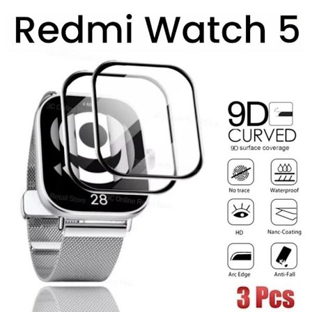 Mjukt fiberglas skyddsfilm för Xiaomi Redmi Watch 5 4 3 Active Smartwatch Full Cover Skärmskydd Redmi Watch 5