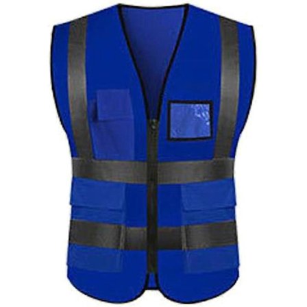 Varselväst med dragkedja och flera fickor, säkerhetsarbetsjacka