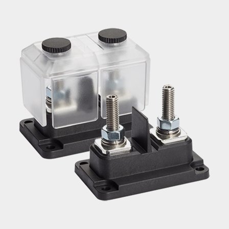 Klemrække TBS Electronics DCM Dual Insulated Stud, 2 x M8, med låg