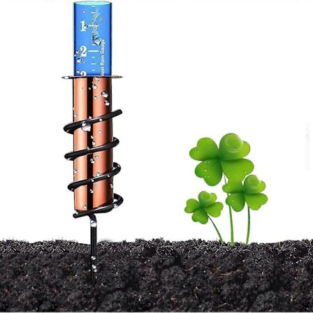 Ulkokäyttöön tarkoitettu sademittari, tarkka sademäärän mittaus, helposti luettava asteikko vesimäärän mittari maapiikillä, spiraali kelluva 