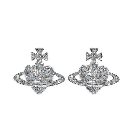 Krystal Saturn Hjerte Orb Drop Dingle Ørestikker Rhinestone Sølv Guld