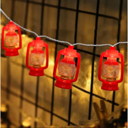 Punainen lyhtyvalosarja, 3m 20 minikokoista retro-öljylamppua sisä- ja ulkokäyttöön, terassille, puutarhaan, loma-asuntoon, ramadaniin, hääjuhliin, 