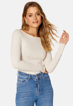 BUBBLEROOM Reina rib top Light beige Klær