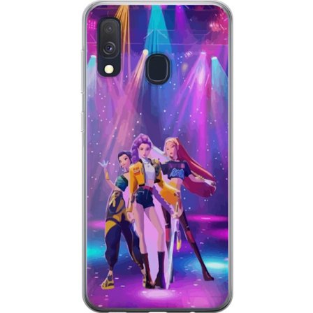 Kompatibel Mobilcover til Samsung Galaxy A40 Farverig K-pop-inspireret pigegruppe på scenen med neonlys, disco-æstetiske, stærke farver og futuristisk