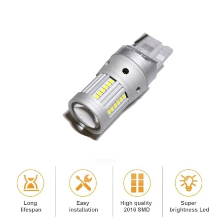 7440 6000K led lampor bromsljus backljus 2000 Lumen w21w T20 1-pack