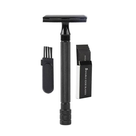 Manuel barberkniv i rustfrit stål med lille børste, bærbar og hurtig udskiftning af blade