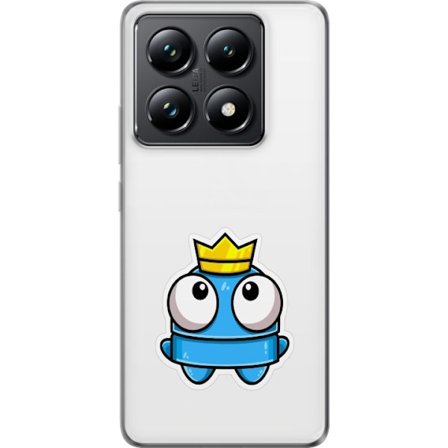 Yhteensopiva Puhelinkuori Xiaomi Xiaomi 14T Pro Sininen piirros hahmo kruunulla ja suurilla silmillä leikkisässä kuninkaallisessa tyylissä