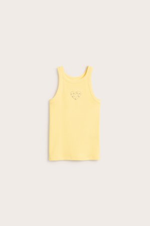 Kappahl | Prążkowana koszulka z kryształkami | Żółty