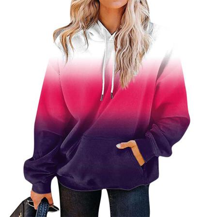 Kvinnor Tie Dye Fleece Pullover Med Dragsko Långärmade Hoodies