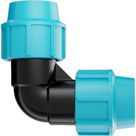 PE Vattenrör 90 Graders Vinkel 20mm Plast Hon Kompressionskopplingar