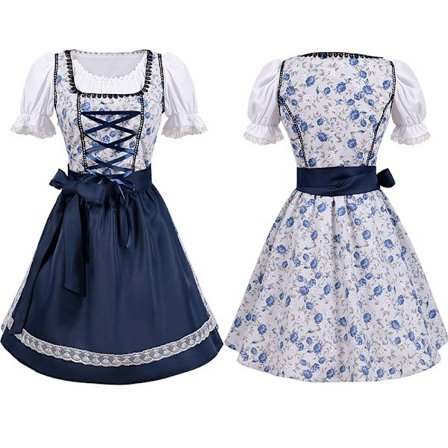 Oktoberfest Costume Party Wear Cosplay Maid Wear V-ringad klänning Blå blue Z blue.z