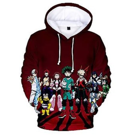Voksen Unisex Herre Dame My Hero Academia 3D Print Hoodie Tegneserie Anime Casual Hættetrøje Hoody Tops Trøje Gave (L E)