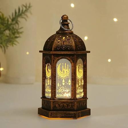 Ramadan dekorativ lampa, Eid Mubarak lykta måne stjärna dekoration, Ramadan dekoration muslimsk festival dekorativ, brons
