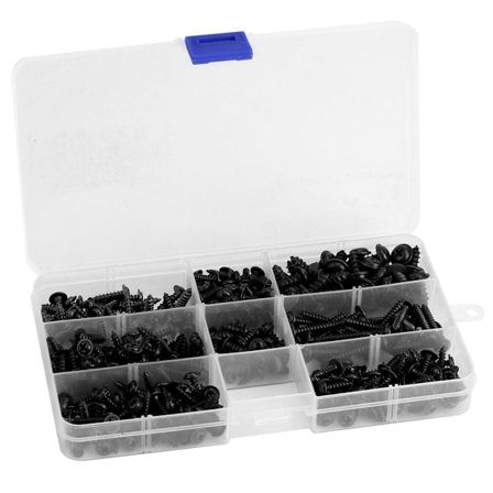 340 st självgängande flänsskruvar bultkorshuvud svart KLB