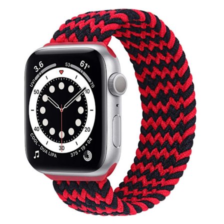 Apple Watch (45 mm) elastiskt klockarmband - Svart / Röd / Storlek: L