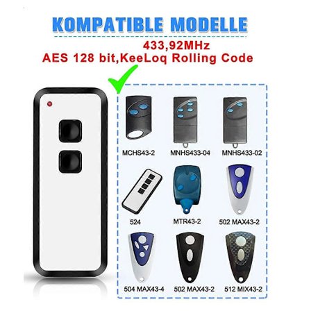Fjernbetjening til garageport, til NOVOFERM NOVOTRON 502 MAX43-2 [BR]_jar