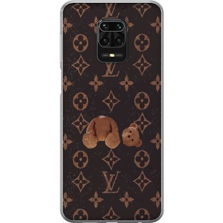 Kompatibel Mobilcover til Xiaomi Xiaomi Redmi Note 9S Luksuriøst monogrammønster med knust bamse i mørk modeæstetik