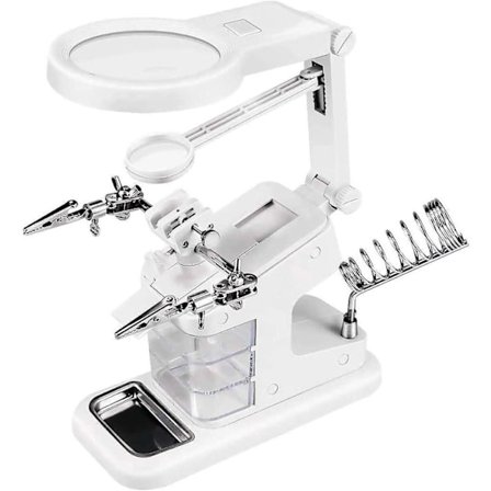 Tredje hand förstoringsglas med klämmor, Lödhjälp förstoringsglas 3 X 4,5 X 25 X förstoring, Förstoringslampa med stativ