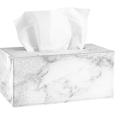 Servietboks, rektangulær servietholder i PU-læder, servietboks med marmor