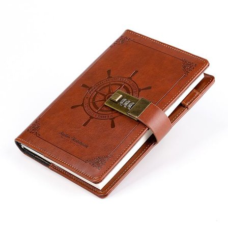 Låsbar Dagbog Læder Dagbog Kode Adgangskode Kodelås Notesbog Hemmelig Dagbog Skrivebog