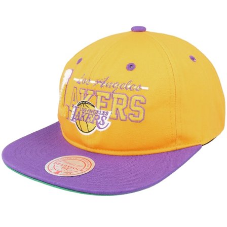 Mitchell & Ness - NBA Gul snapback Kasket - Los Angeles Lakers Varsity Letter Yellow/Purple Snapback @ Hatstore