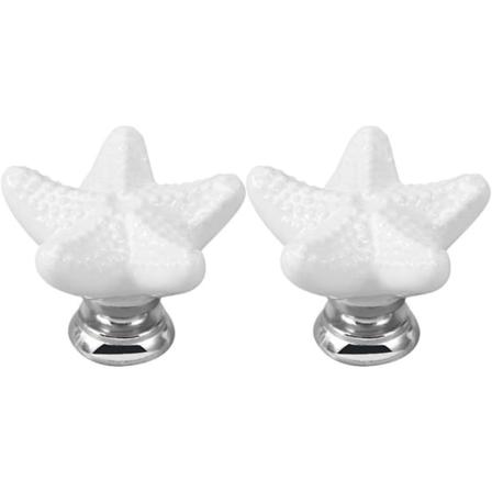 2 stk Keramiske Sjøstjerne Skuffeknapper Kreative Skuffetrekk Håndtak Skapdør Håndtakknapp Med Skruer Hjemmedekor