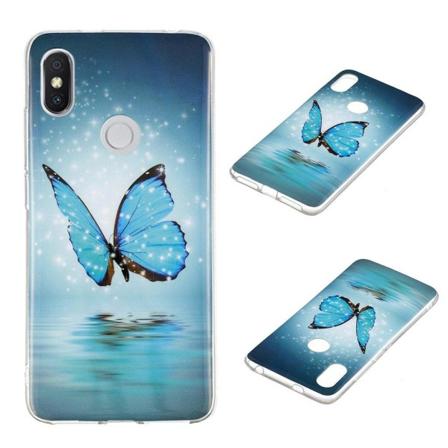 Xiaomi Redmi S2 IMD Kuvallinen Valoisa Joustava Muovinen Takasuoja Kuori - Sininen Perhonen Blue