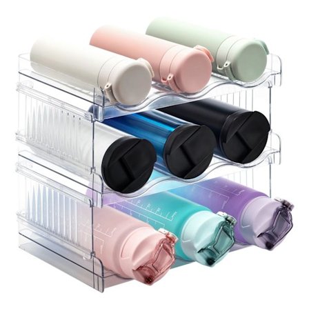 3-vånings stapelbart flaskställ - Flaskorganisatör för kylskåp, vinställ för frys, köksskåp, flaskförvaring, köksskåp