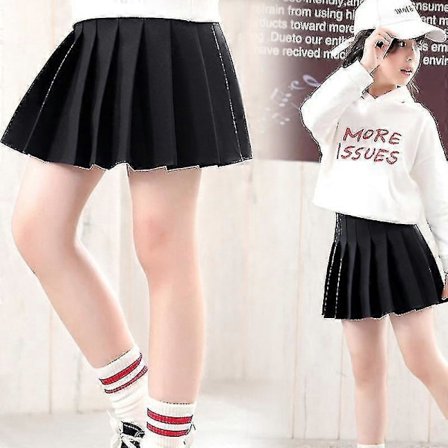 Lasten tyttöjen hame ruudullinen aktiivinen koulu 7-13 vuotta talvi musta pinkki vaaleanharmaa