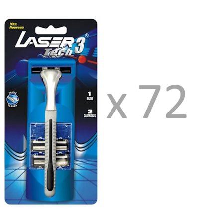 72 st förpackningar Tech3 rakhyvel +2 rakblad, passar till Gillette Sensor 3