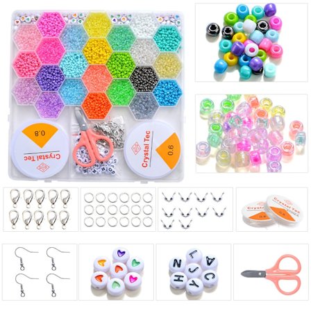 Half Glow In The Dark Pärlset – ca 420 g pärlor och smyckestillbehör i förvaringslåda